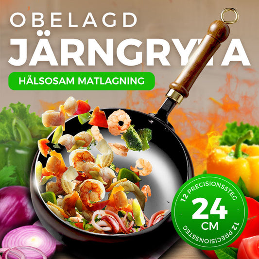 🎁🔥Kvalitetssäkring + Giftfritt🔥Obelagd Tjock Järngryta