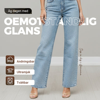 🔥Jeans med strassdetaljer och raka ben