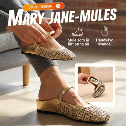 Vävda Mary Jane-mules med fyrkantig tå för dam