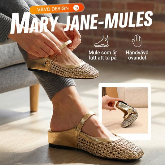 Vävda Mary Jane-mules med fyrkantig tå för dam