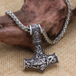 Halsband med hänge i form av vikingahammaren Thor, rostfritt stål, bysantinsk kedja