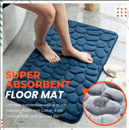 🛁 Halkfri badrumsmatta i memoryskum – Mjuk och snabbtorkande matta med 3D-stenmönster ✨