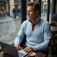 Texturerad sweatshirt för herr med ståkrage