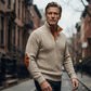 Texturerad sweatshirt för herr med ståkrage