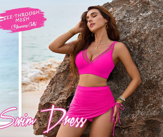 👙SISTA DAGEN REA 55% RABATT💐Badkjol högt skuren bikiniset med magkontroll