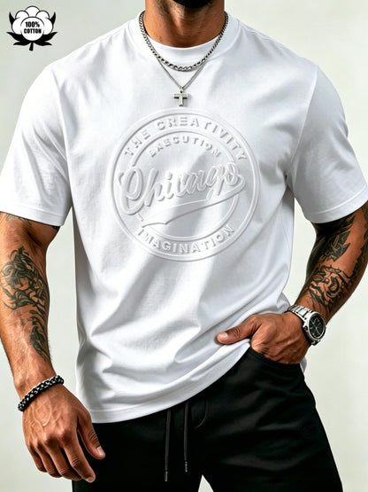👕🔥 Herr-T-shirt i ren bomull – strukturerat tryck, mjuk känsla & avslappnad passform. 50 % RABATT! 🌿