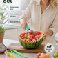 ✨ Ta din frukttillagning till en ny nivå – det multifunktionella 3-i-1-setet med melonskopa och skärkniv! ✨