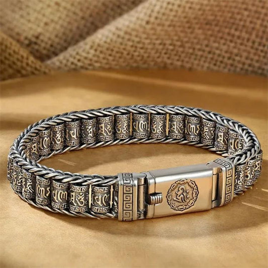 ⏰ Endast nu 49% rabatt!🔥 Tibetanskt bönehjulsarmband – 925 sterlingsilver, lyckobringare och alla hjärtans dag-present