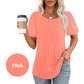 👚Kortärmad plisserad klänning för kvinnor Casual toppar med rundad hals