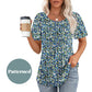 👚Kortärmad plisserad klänning för kvinnor Casual toppar med rundad hals