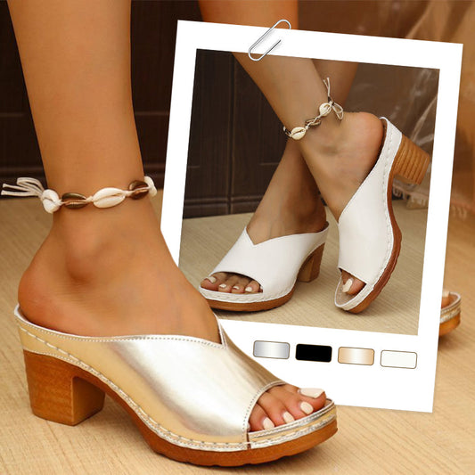 🌸Sommar Hot Sale 50%OFF🌸Chunky Heel Slip-on Platform Sandals