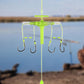 Fluorescerande flytande fiskeset för utomhusbruk med 5 hullingförsedda krokar