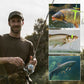 Fluorescerande flytande fiskeset för utomhusbruk med 5 hullingförsedda krokar