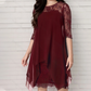 Women's Elegant High-Low Hem Lace Overlay Dress