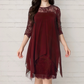 Women's Elegant High-Low Hem Lace Overlay Dress