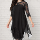 Women's Elegant High-Low Hem Lace Overlay Dress