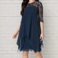 Women's Elegant High-Low Hem Lace Overlay Dress