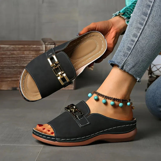 👡✨Ortopediska sandaler med guldspänne