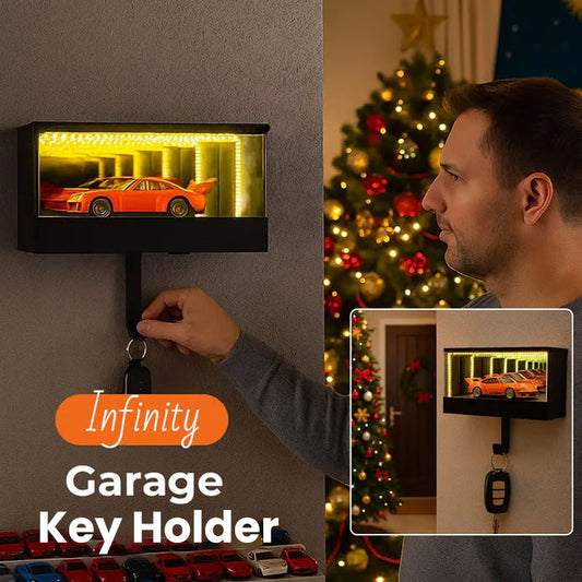 ⏳Begränsad tid 50 % rabatt⏰Infinity Mirror LED-nyckelhållare för garage🗝️🪞🏎️