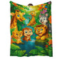 Plush Flannel Throw Blanket med tecknad djungelprint
