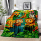 Plush Flannel Throw Blanket med tecknad djungelprint