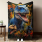 Livfull flanellpläd med dinosauriemönster