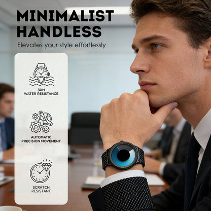 Futuristisk minimalistisk herrklocka med kreativ roterande skivurtavla