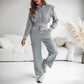 🌸Wieanfedy™ 2-delat Ribbad Långärmad Crop Top & Wide Leg Byxor Set – Matchat Loungeoutfit