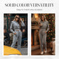 🌸Wieanfedy™ 2-delat Ribbad Långärmad Crop Top & Wide Leg Byxor Set – Matchat Loungeoutfit