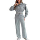 🌸Wieanfedy™ 2-delat Ribbad Långärmad Crop Top & Wide Leg Byxor Set – Matchat Loungeoutfit