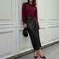 🎁2026 New Arrivals 50% OFF💥Women’s Fitted Ruched Slit Faux Leather Skirt