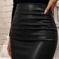 🎁2026 New Arrivals 50% OFF💥Women’s Fitted Ruched Slit Faux Leather Skirt