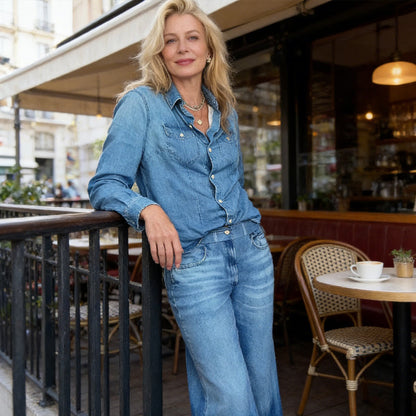 💕50% RABATT! 🌙 Denim Dreams Pyjamas – Mjuk Denim-Look, Bekväm Passform & Perfekt för Loungewear 🛌