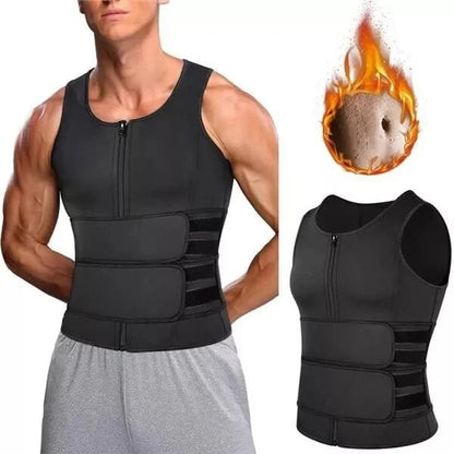 🔥Shapewear-saunaväst för män, midjetränare med dubbelt bälte🔥