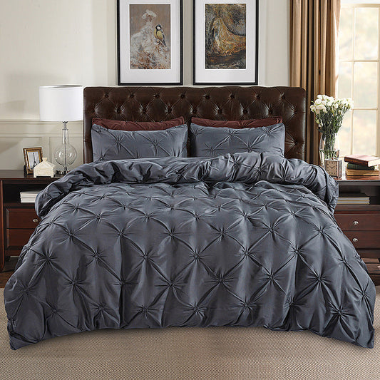 3-delat set med plisserat påslakan och örngott