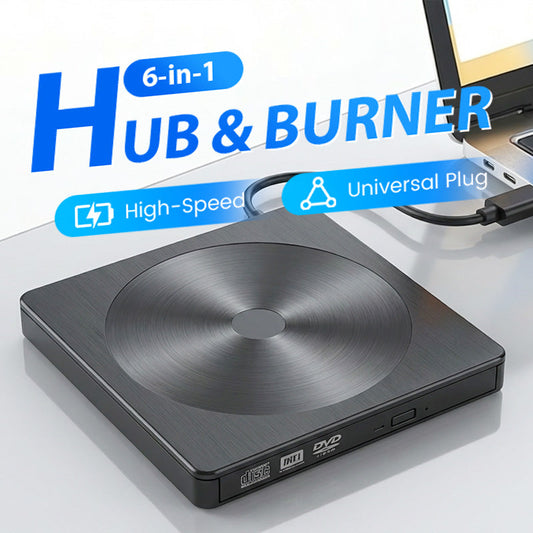 🔥Nyhet 2026, het försäljning, 50 % rabatt🔥6-i-1 USB extern DVD/CD-enhet och hubb
