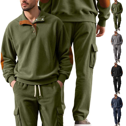 Trendig tröja och cargobyxor för herr, 2-delat set🎁Köp 2 och få fri frakt🔥