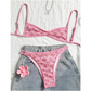 Boho-bikini med rygglös design och kakelmönster