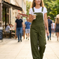 Retro cargojumpsuit voor dames met zakken