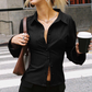 Women's Long Sleeve Striped Button-Up Shirt