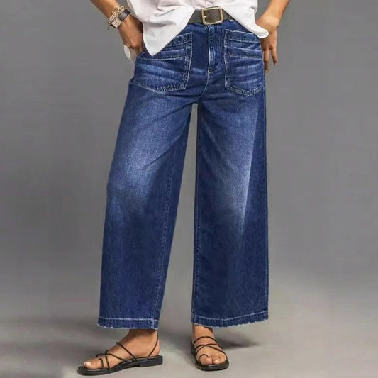 Damjeans med hög midja och vida ben