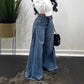 Högmidjade oversized jeans med vida ben för damer