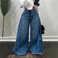 Högmidjade oversized jeans med vida ben för damer