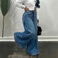 Högmidjade oversized jeans med vida ben för damer