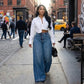 Högmidjade oversized jeans med vida ben för damer