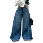 Högmidjade oversized jeans med vida ben för damer