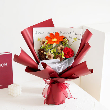 🌸 50% RABATT! 🧶 Handgjord Virkad Blombukett – Evig Skönhet, Romantisk Present & Unik Inredning 💝