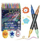 🎨✨ 50% RABATT! | 24-Färgers Dubbeländsglittermarkörset – Pensel & Fin Spets, Levande Glitter & Giftfritt!