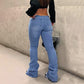 Ripped Flare Jeans för damer  med slitna kanter