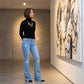 Ripped Flare Jeans för damer  med slitna kanter